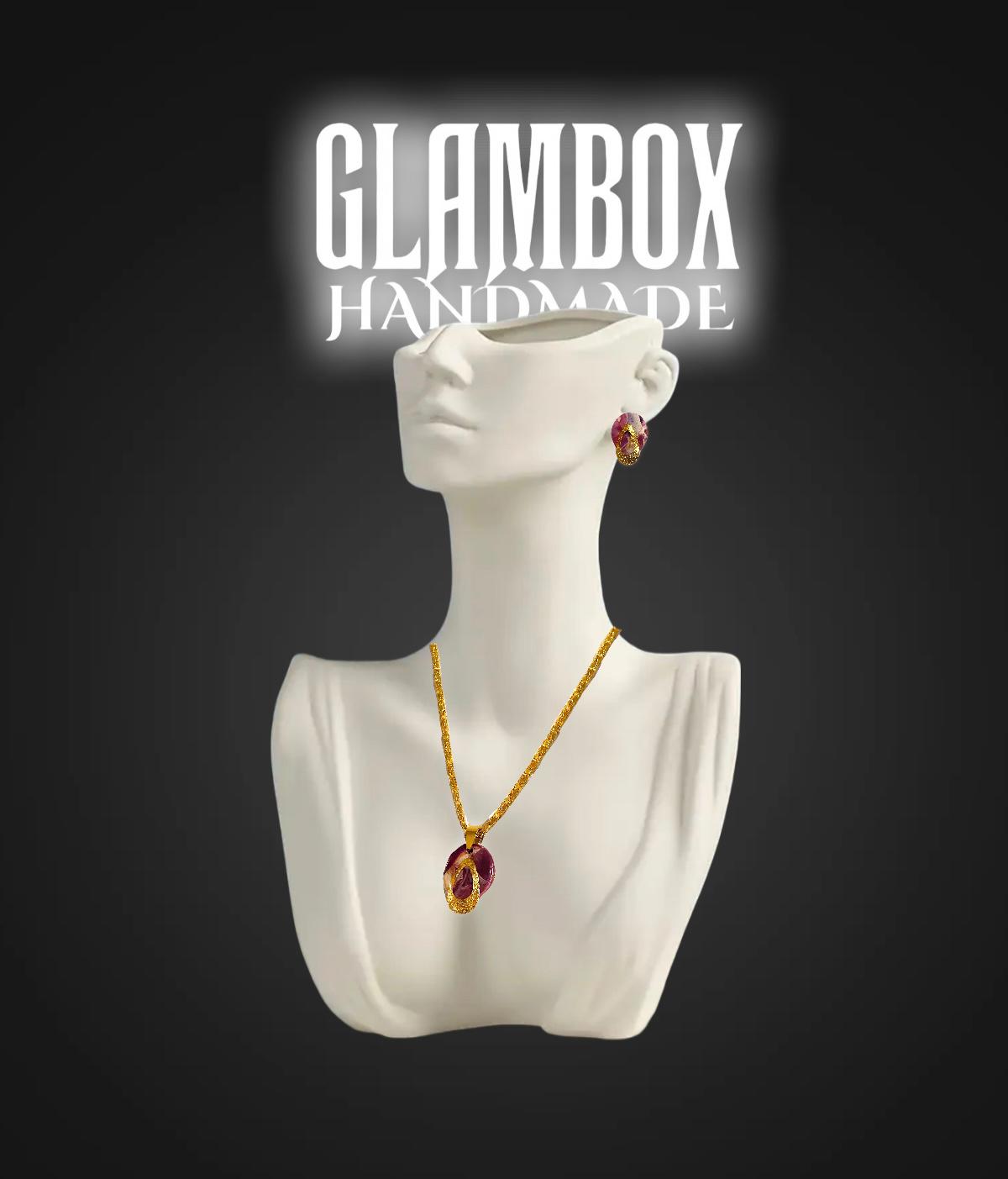 Conjunto colar e brinco Requinte Marmorizado Glambox