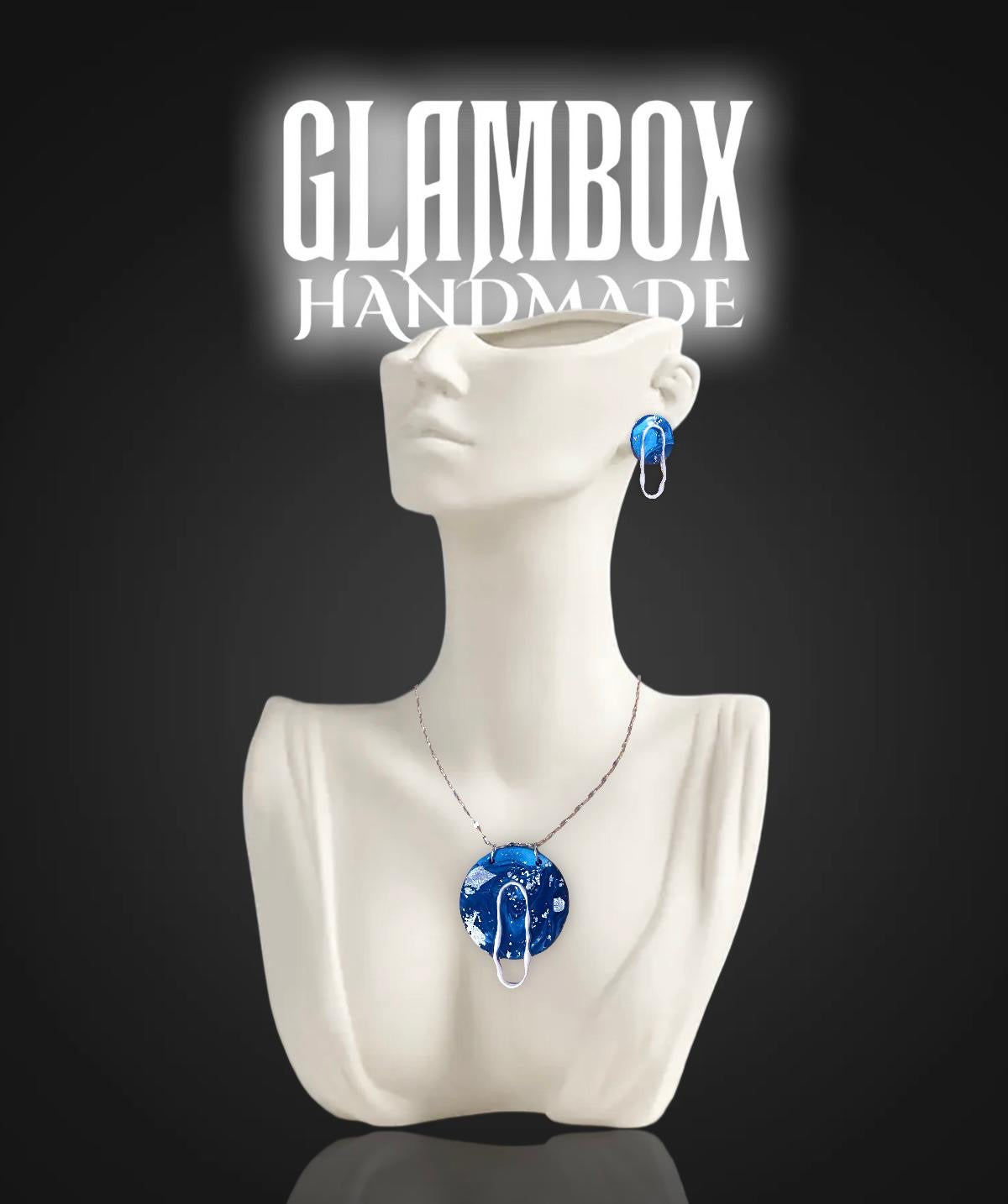 Conjunto colar e brinco azul oceano Glambox