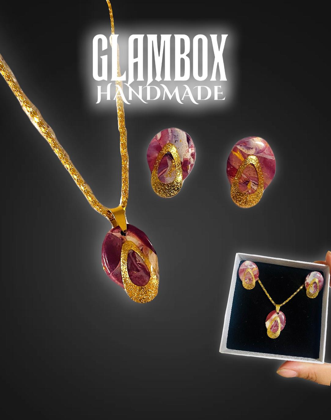 Conjunto colar e brinco Requinte Marmorizado Glambox