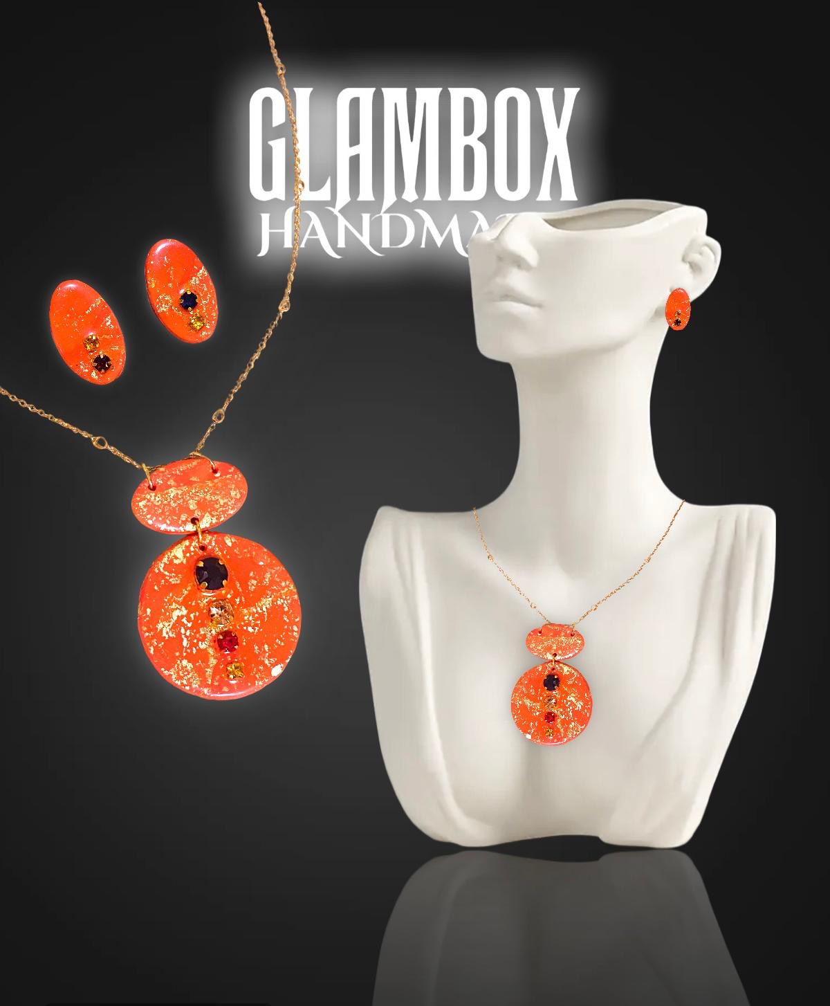 Conjunto colar e brinco Aura de Fogo Glambox