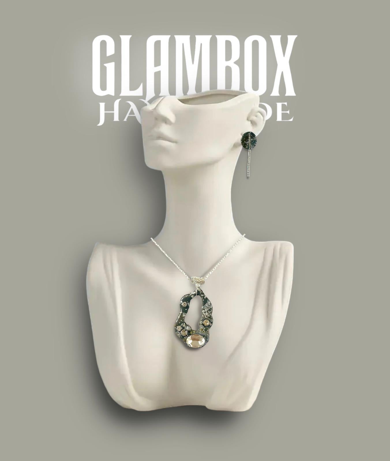 Conjunto colar e brinco Eclipse de Cristal Glambox