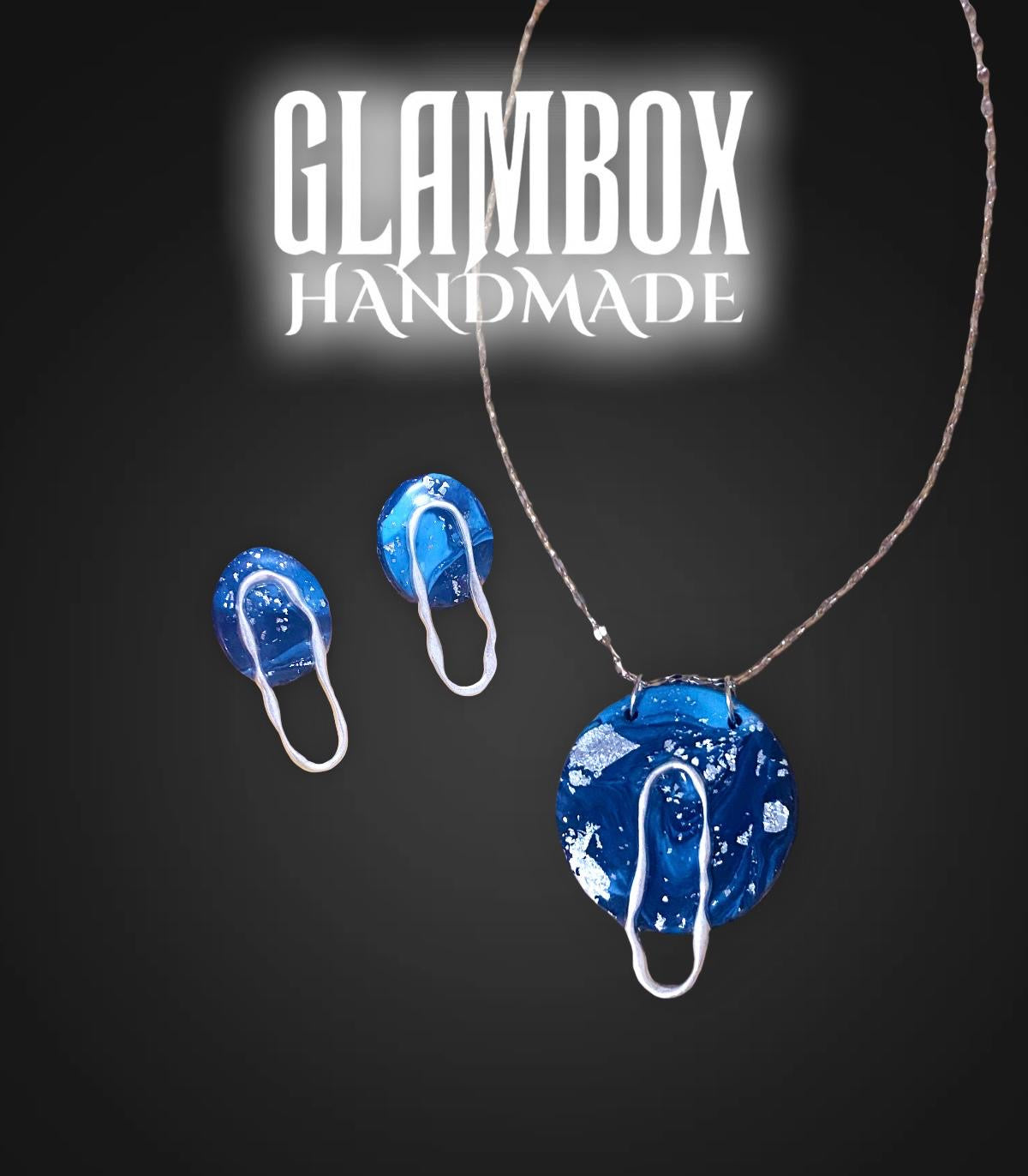 Conjunto colar e brinco azul oceano Glambox