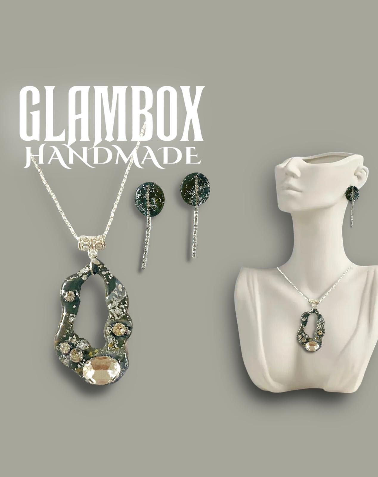 Conjunto colar e brinco Eclipse de Cristal Glambox